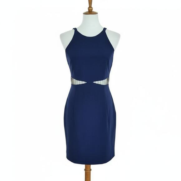 Jessica McClintock Gunne Sax Vtg Navy Mini Dress - Picture 2 of 8